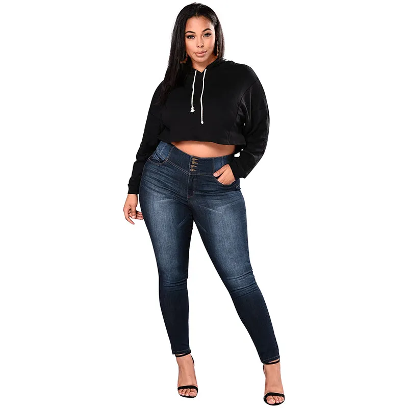 VenusFox Plus Size Push Up Denim Stretch High Waist Skinny Pants