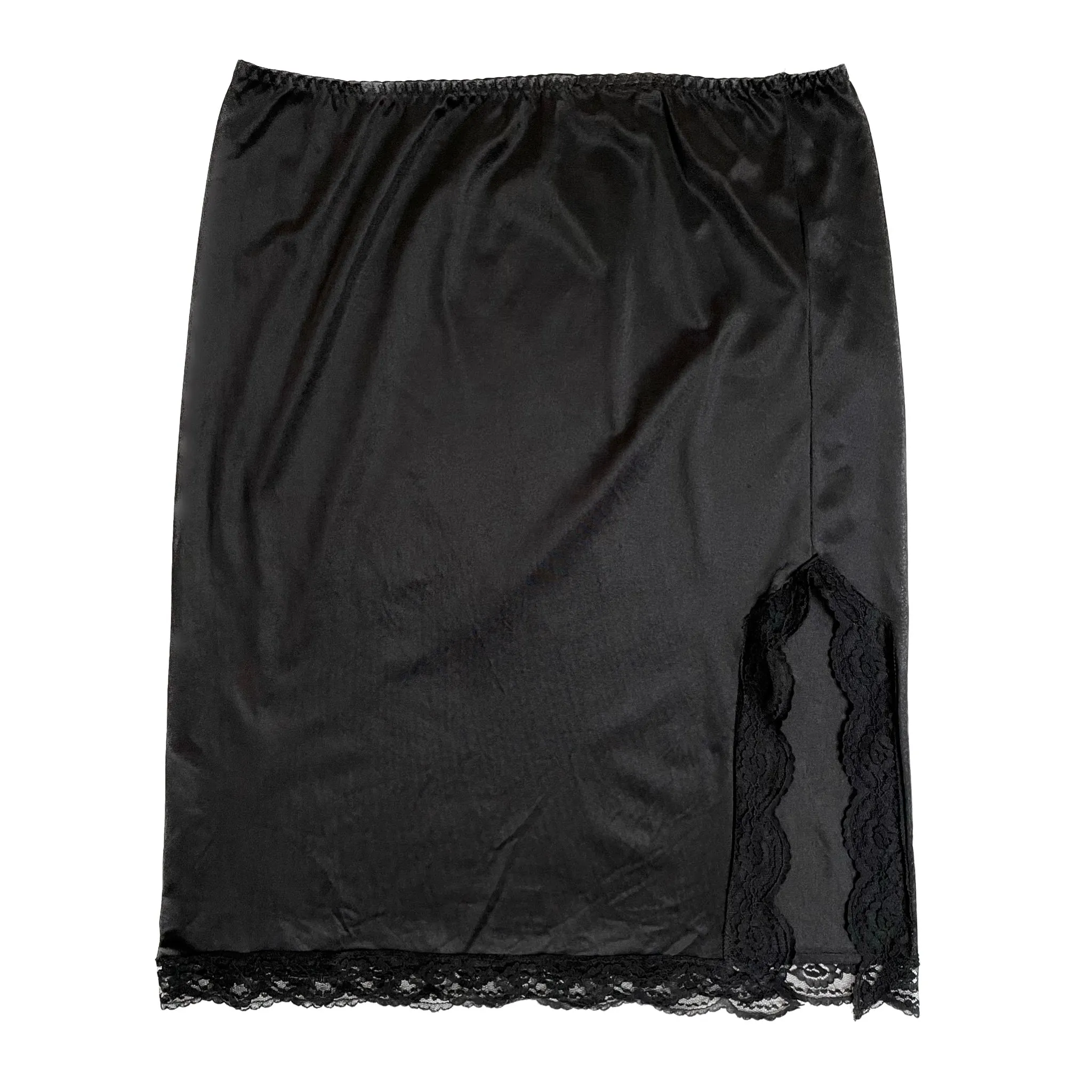 VINTAGE BLACK LACE SLIP SKIRT SIZE LARGE