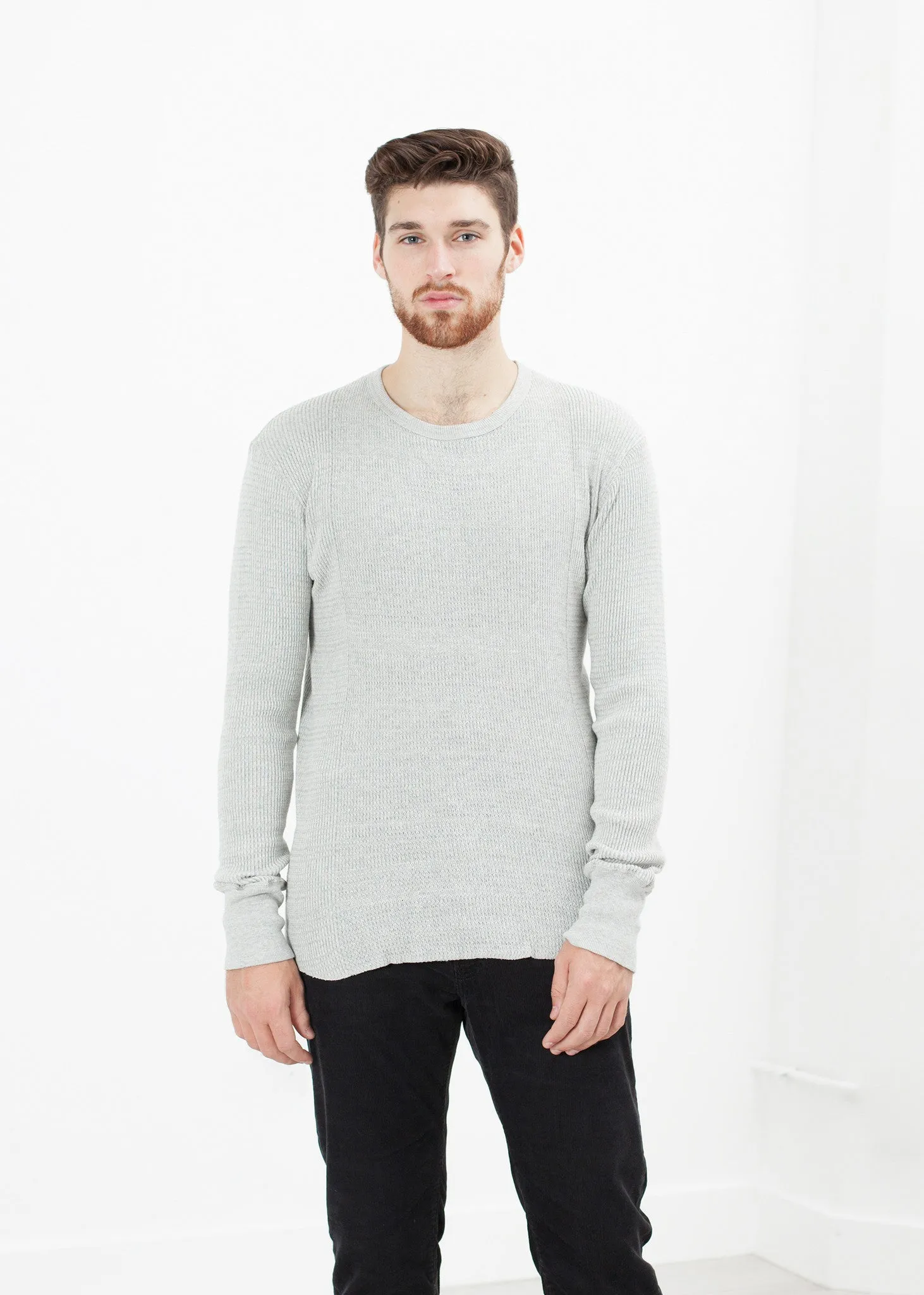 Waffle Knit Long Sleeve Tee - More Choice