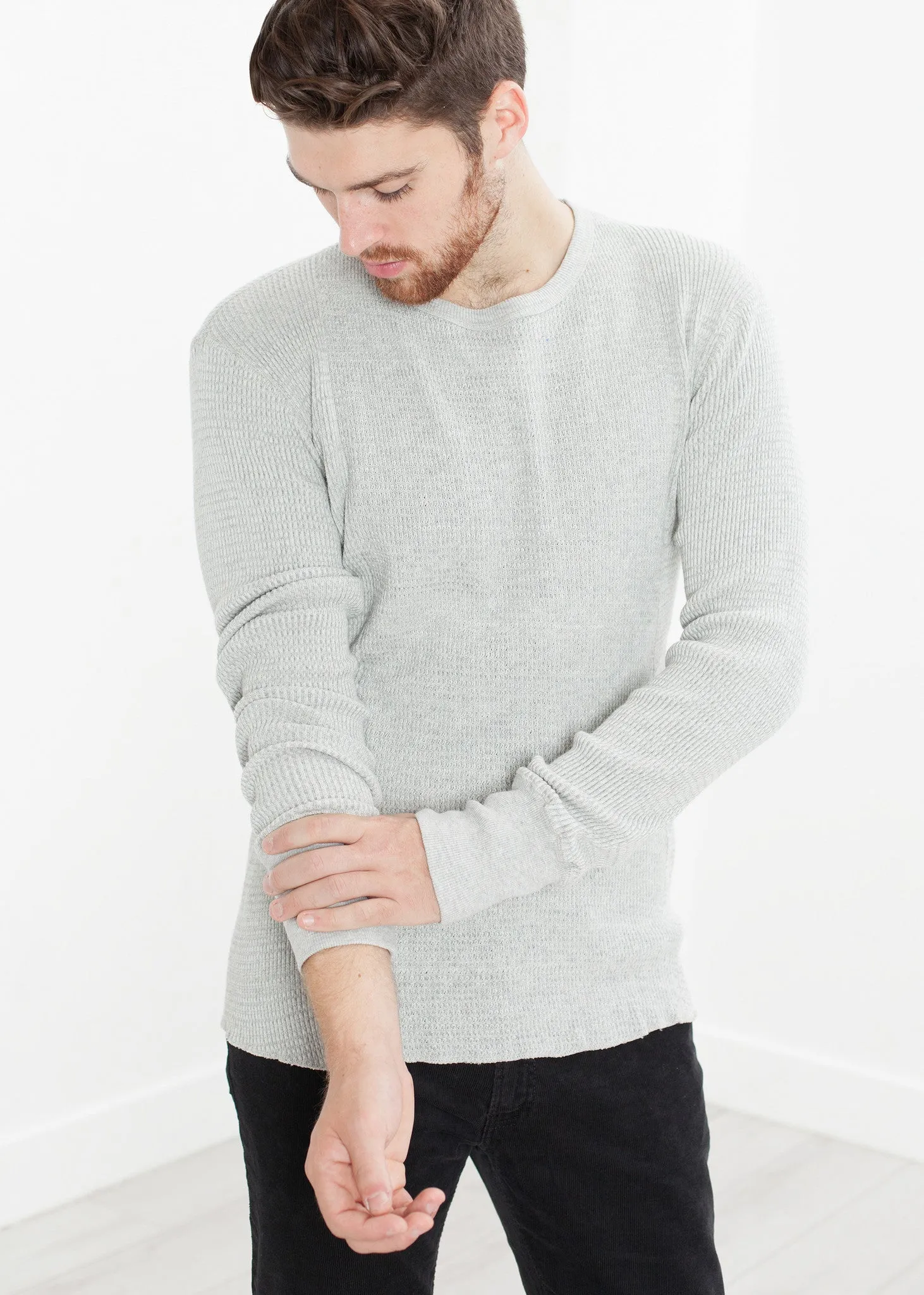 Waffle Knit Long Sleeve Tee - More Choice