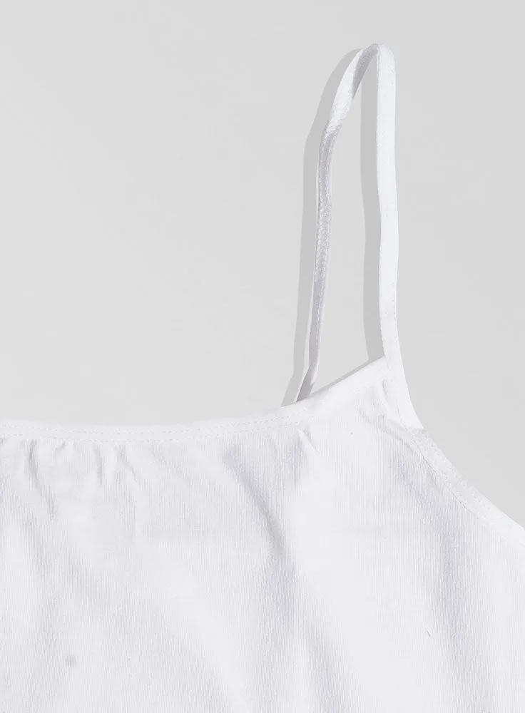 White Square Neck Slim Fit Top