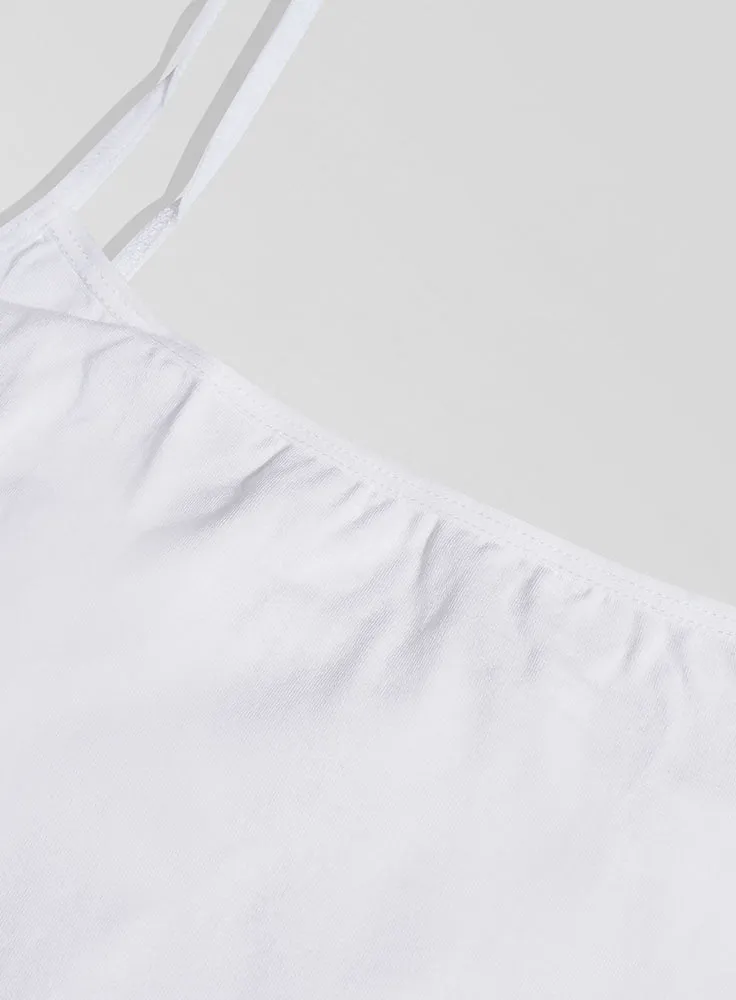 White Square Neck Slim Fit Top