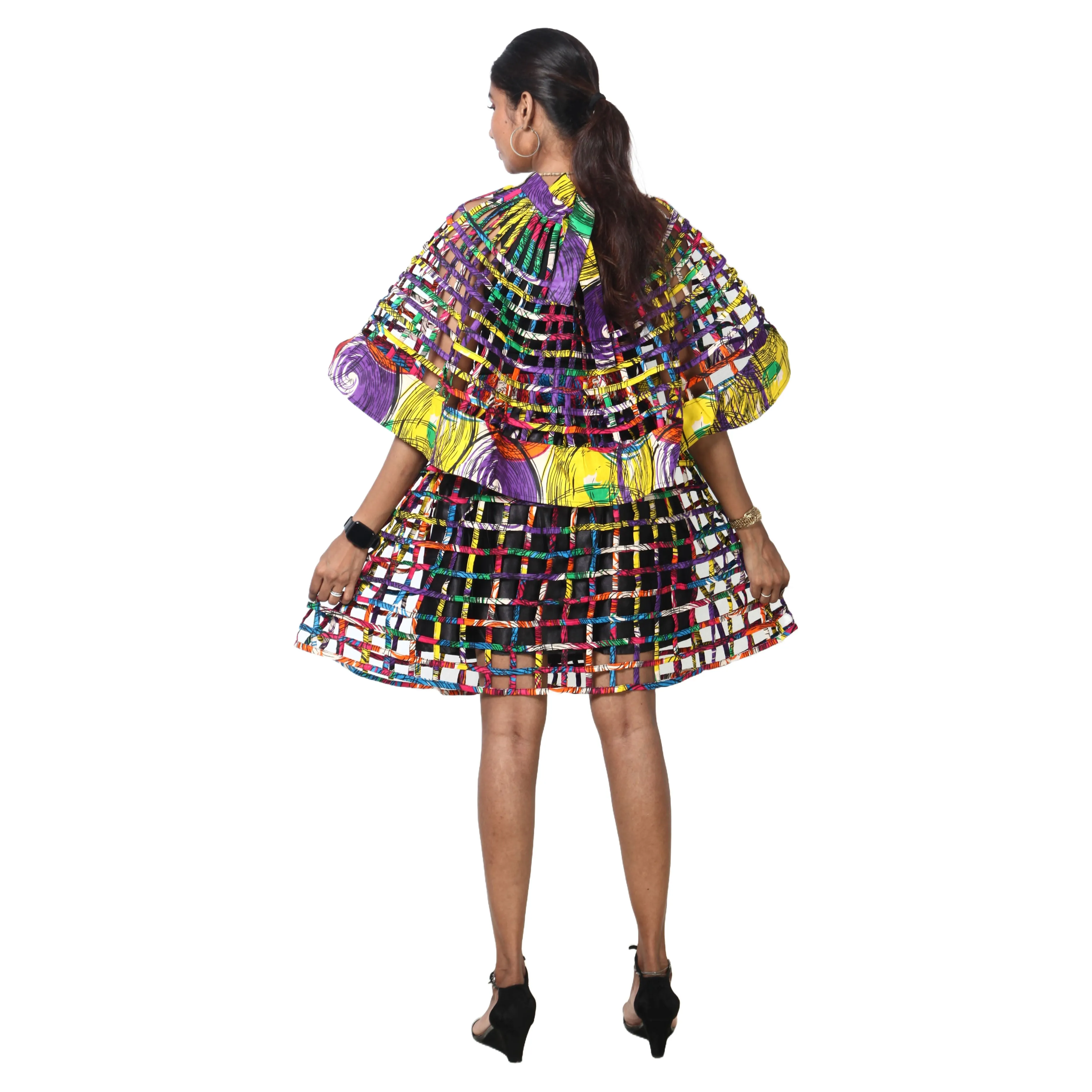 Women's Cage Poncho and Mini Skirt Set -- FI-ST102-104