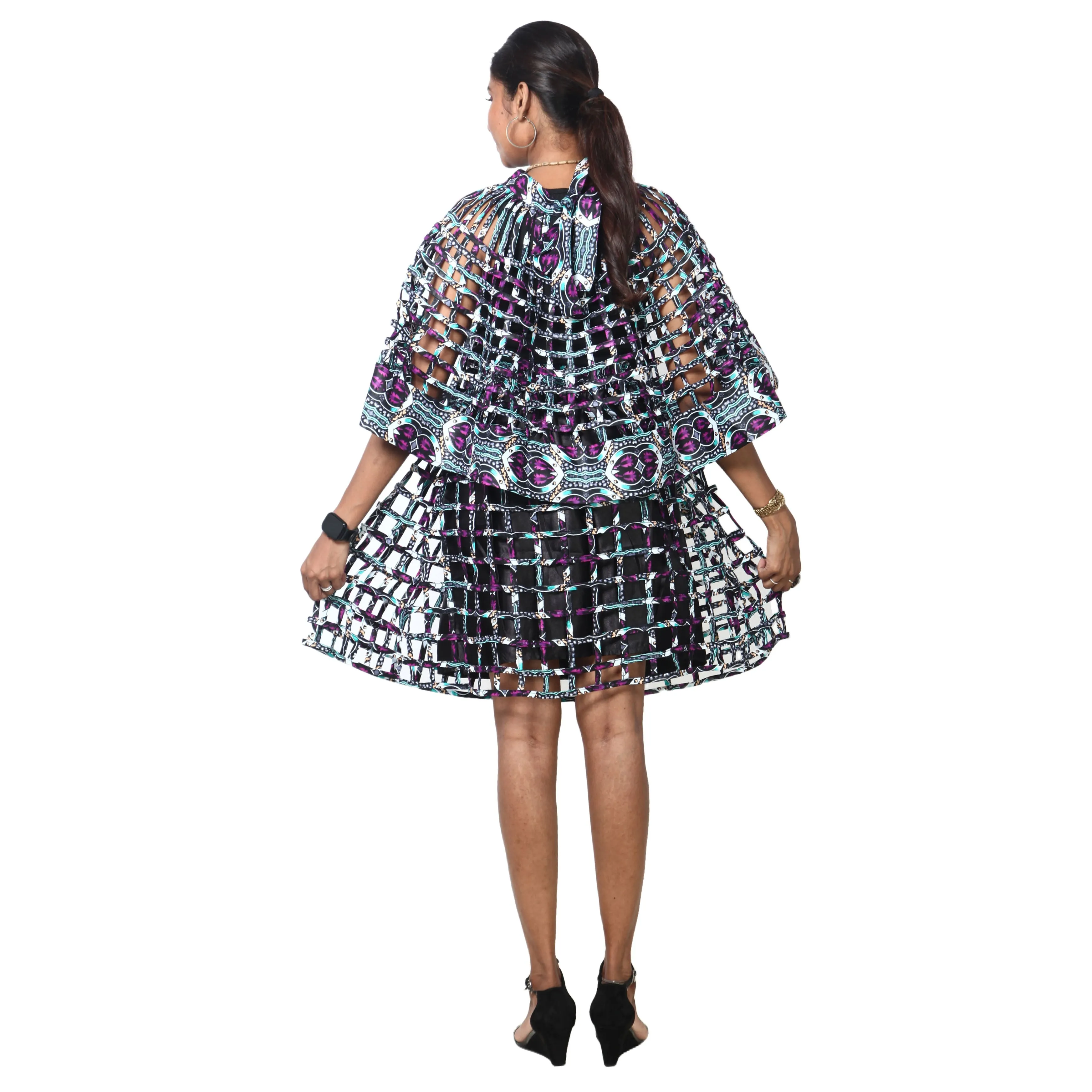 Women's Cage Poncho and Mini Skirt Set -- FI-ST102-104