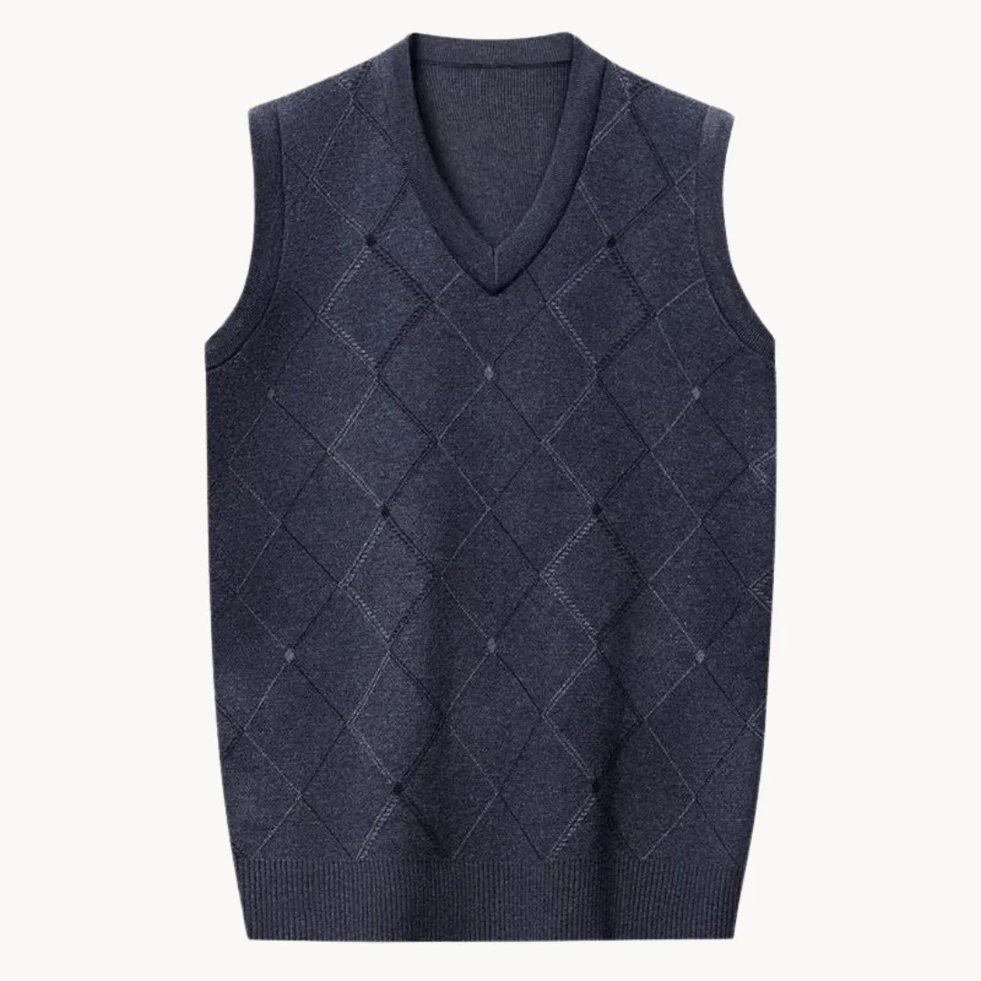 Women's Knitted Vest with Diagonal Pattern