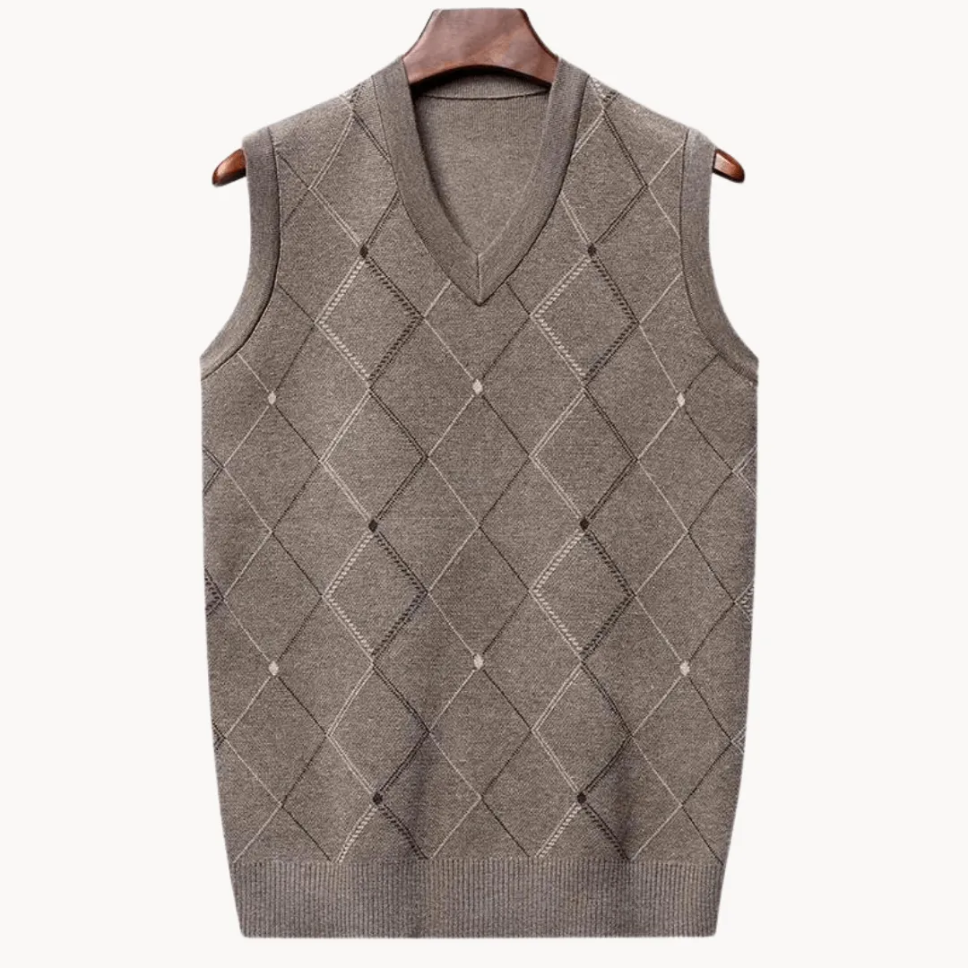Women's Knitted Vest with Diagonal Pattern