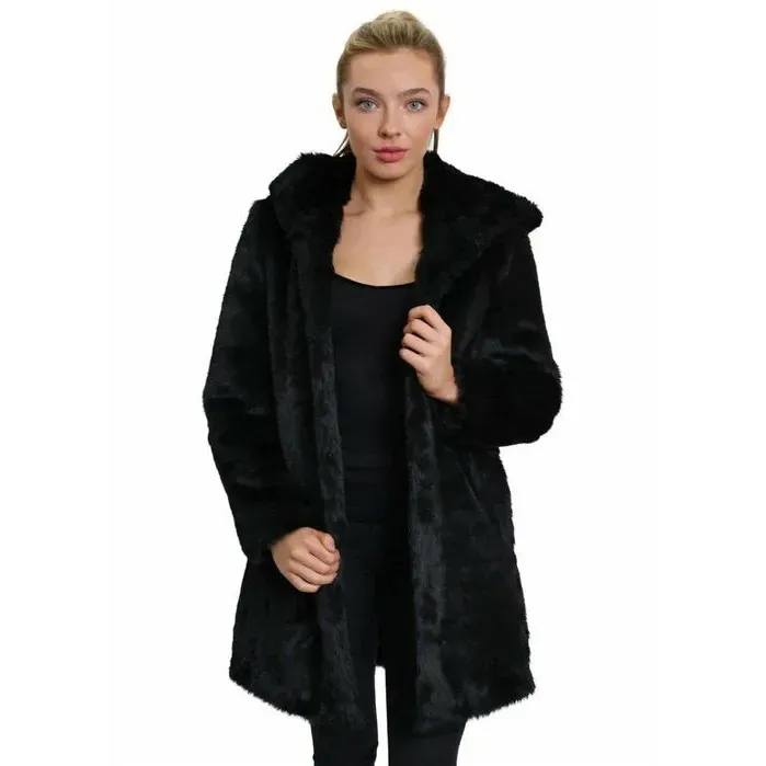 Women’s Luxury Faux Fur Jacket Ladies Hooded Winter Coat