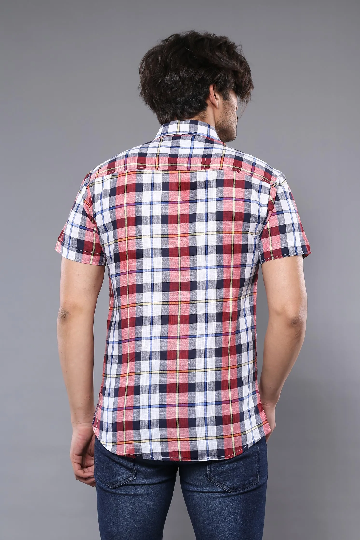 WSS Checked Patterned Short Sleeve Men Shirt  - Singen