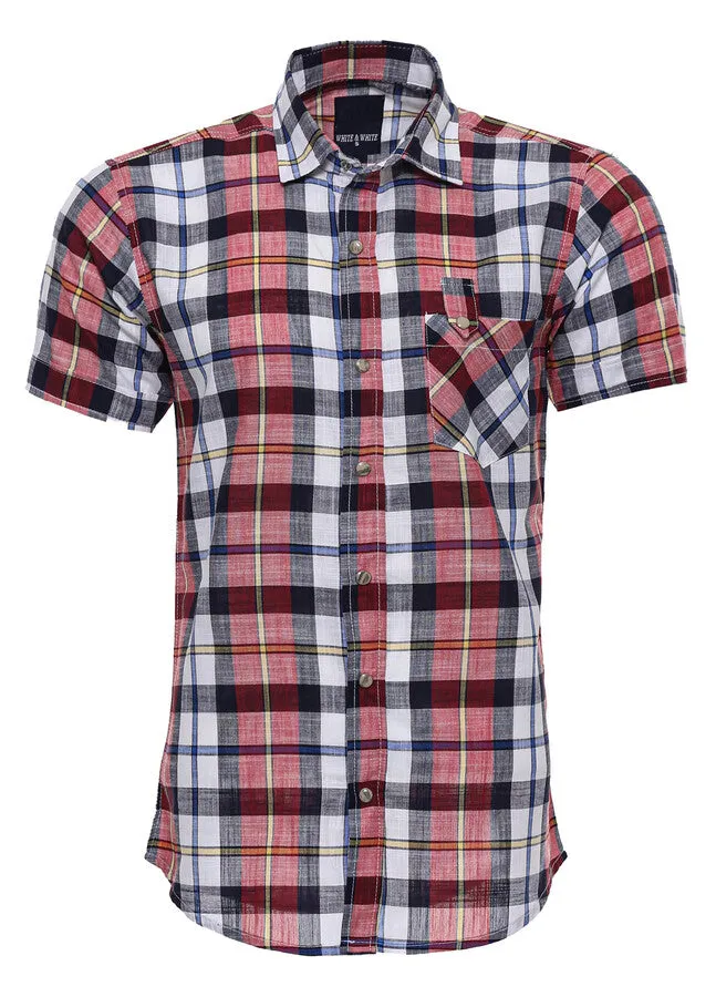 WSS Checked Patterned Short Sleeve Men Shirt  - Singen