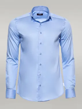 WSS Cotton Satin Sky Blue Men Shirt  - Singen