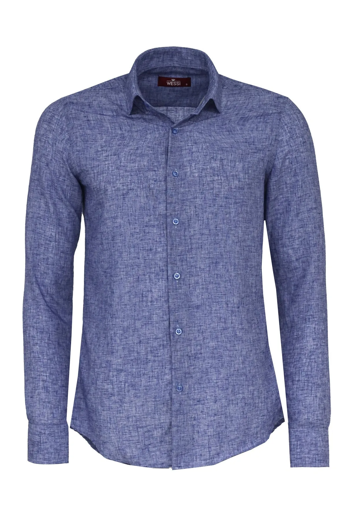 WSS Slim Fit Patterned Navy Blue Men Shirt  - Singen