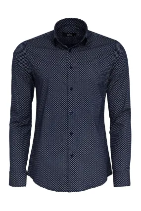 WSS Tiny Check Patterned Slim Fit Blue Men Shirt  - Singen