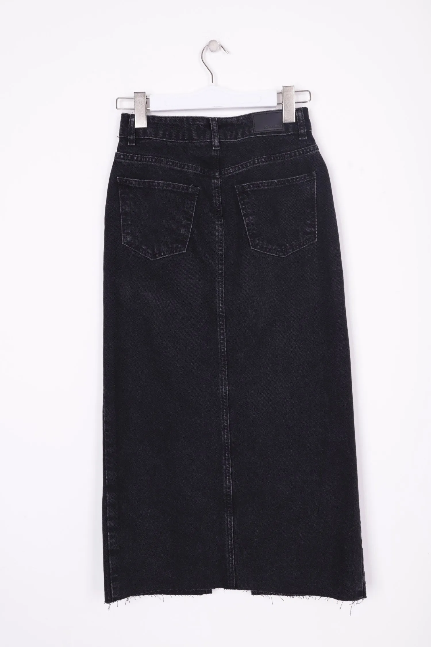 XLJ Fringe Finish Denim Medium Skirt with Front Slit Mixed - Bielefeld