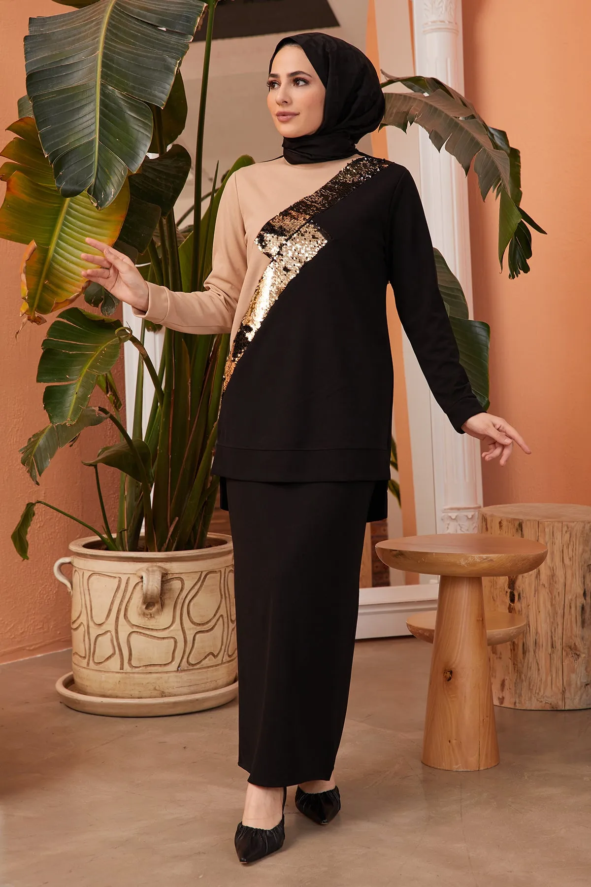 ZRF Women Scuba Skirt Suit - Gold - Bruges